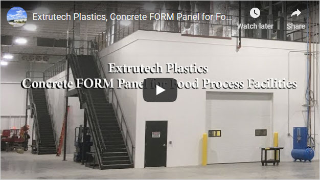 Extrutech Plastics, Concrete FORM Panel for Food Process Facilities