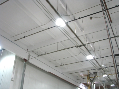 Extrutech Panels mounted to the ceiling of a process plant