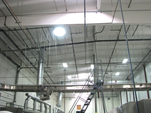 Extrutech Panels mounted to the ceiling of a process plant